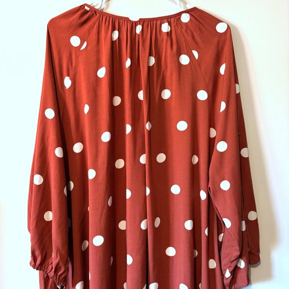 NWT Terracotta/Burnt Orange Polka Dot Shirt 2X Plus - Picture 3 of 7